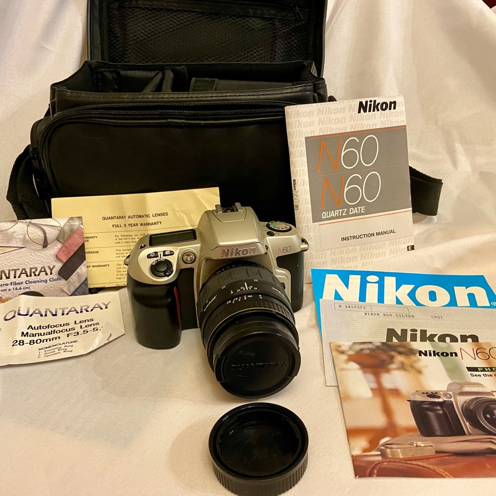 Nikon N60 Gold camera + Quantaray 28-80 zoom lens